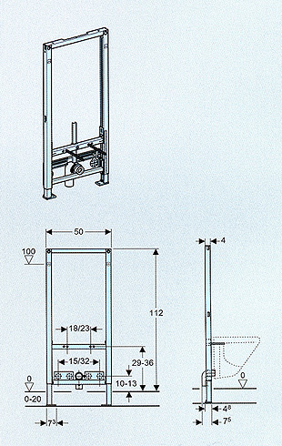 Duofix монтажная рама для подвесного биде, высота 112см, арт. 111.520.00.1